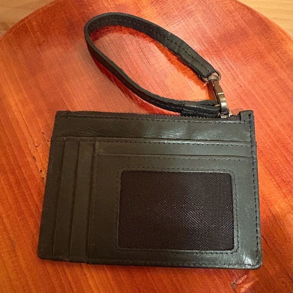 Black Leather Wristlet Card Holder